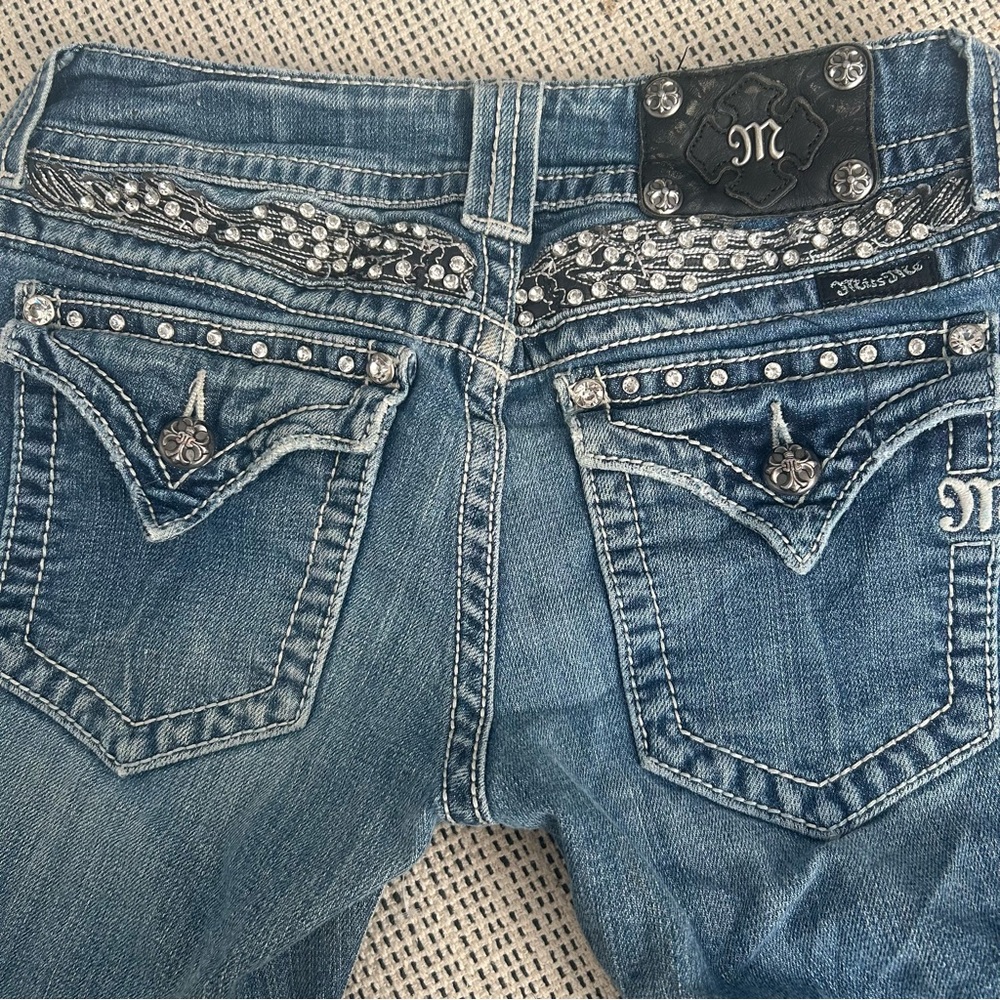Miss Me Blue Jeans with Silver Accents